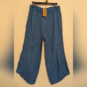 Rhea Camry Blue Wide-Leg Pants Women's S/M Cotton New With Tags